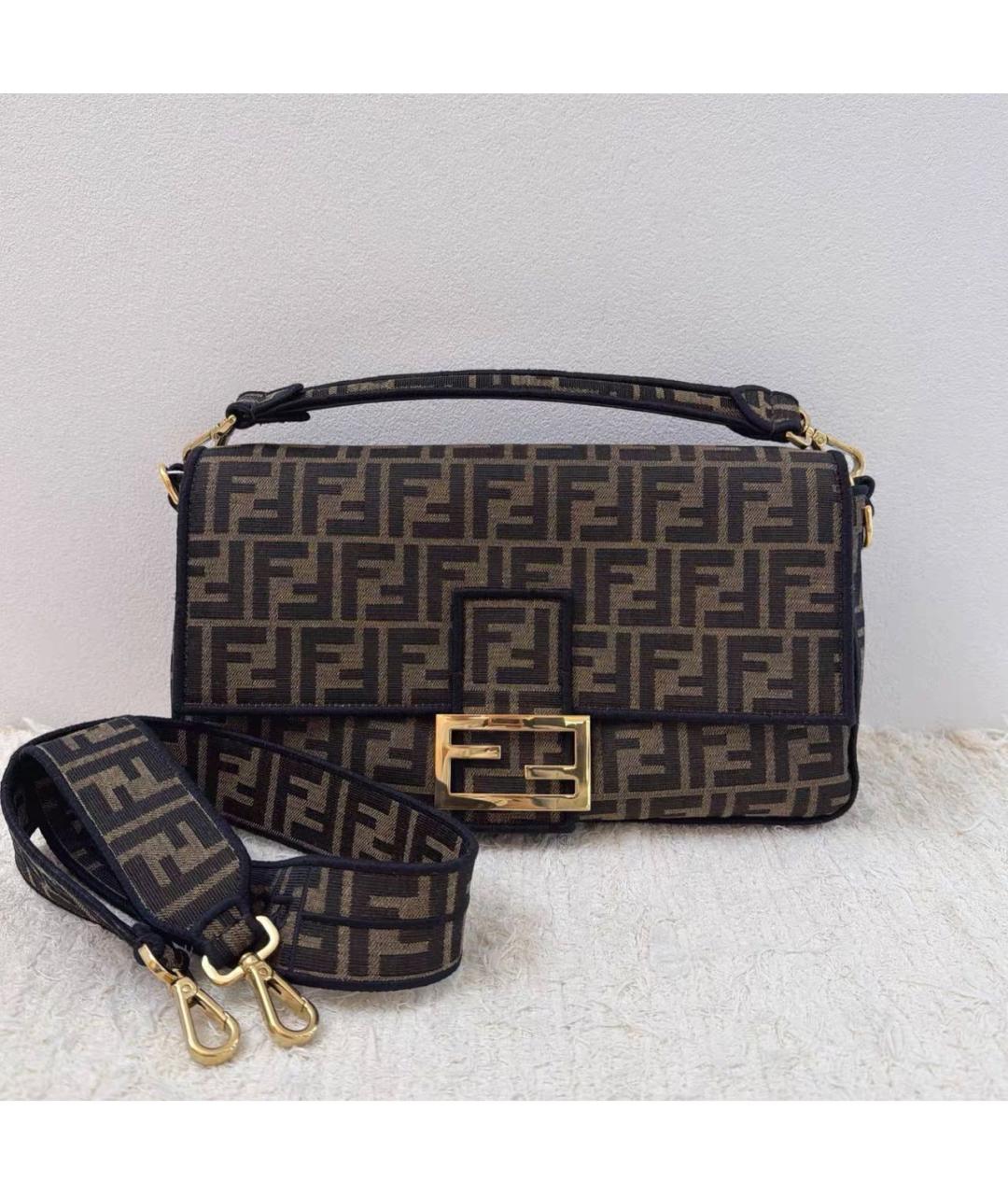 FENDI Коричневая тканевая сумка через плечо, фото 9