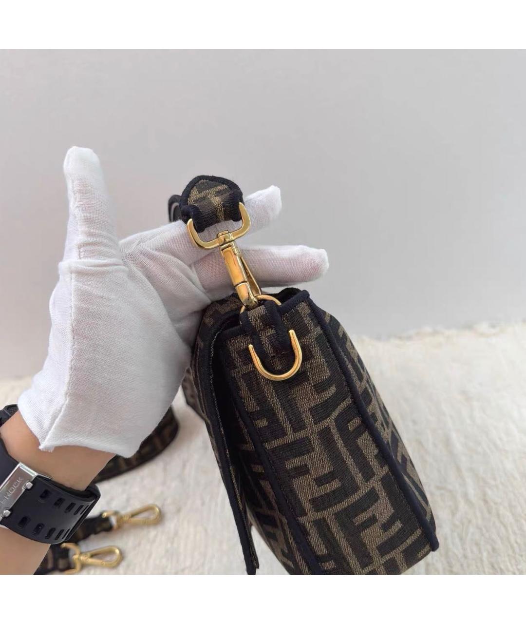 FENDI Коричневая тканевая сумка через плечо, фото 4