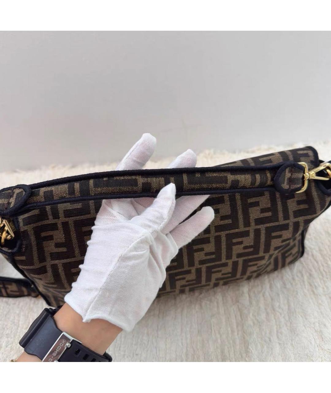 FENDI Коричневая тканевая сумка через плечо, фото 6