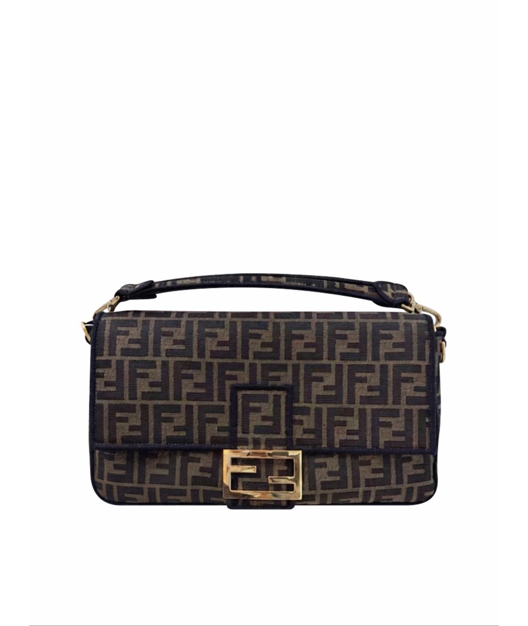 FENDI Коричневая тканевая сумка через плечо, фото 1