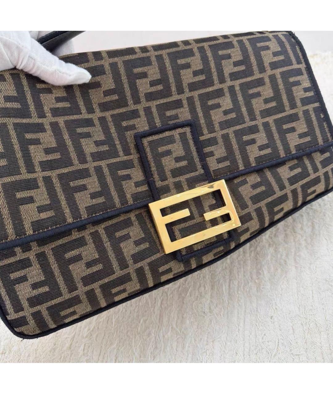 FENDI Коричневая тканевая сумка через плечо, фото 3