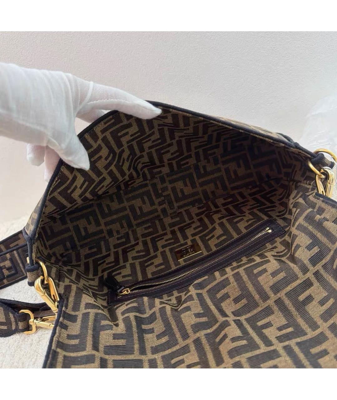 FENDI Коричневая тканевая сумка через плечо, фото 8