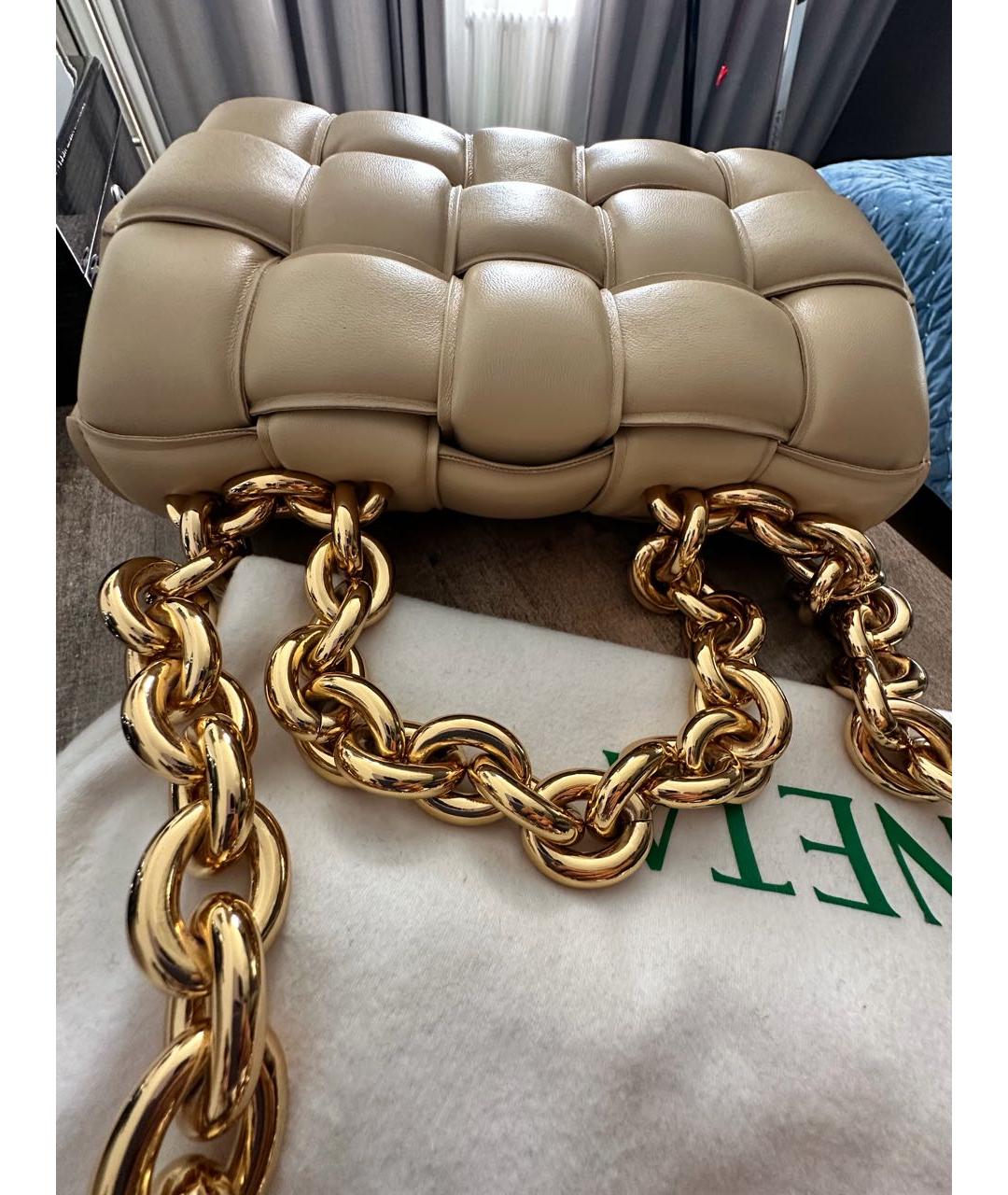BOTTEGA VENETA Бежевая кожаная сумка через плечо, фото 4