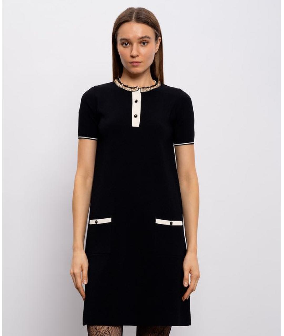 VALENTINO Черное вискозное повседневное платье, фото 2