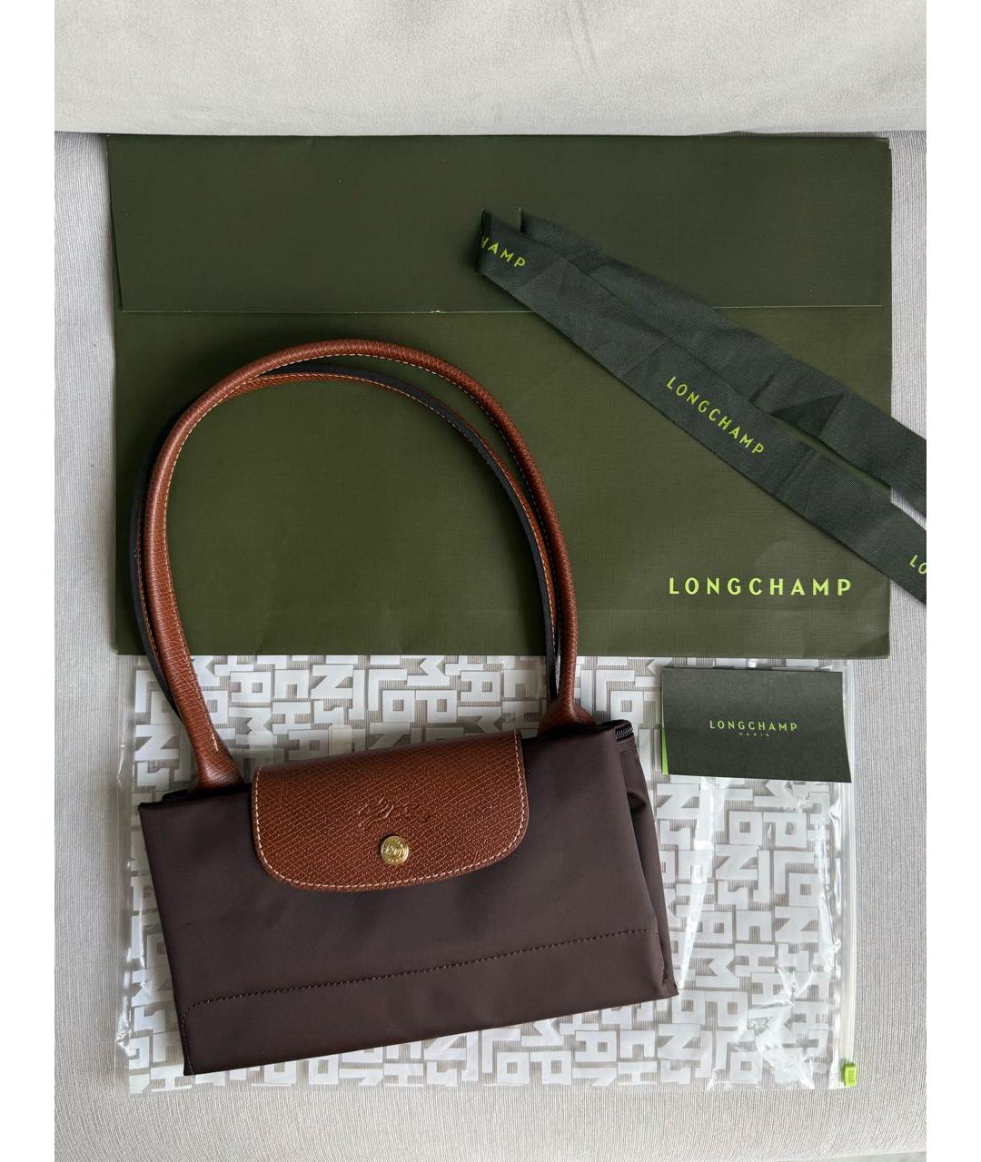 LONGCHAMP Коричневая кожаная сумка тоут, фото 5