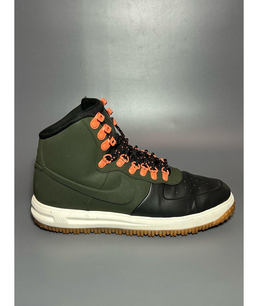 NIKE Зеленые нубуковые высокие кроссовки / кеды, фото 1