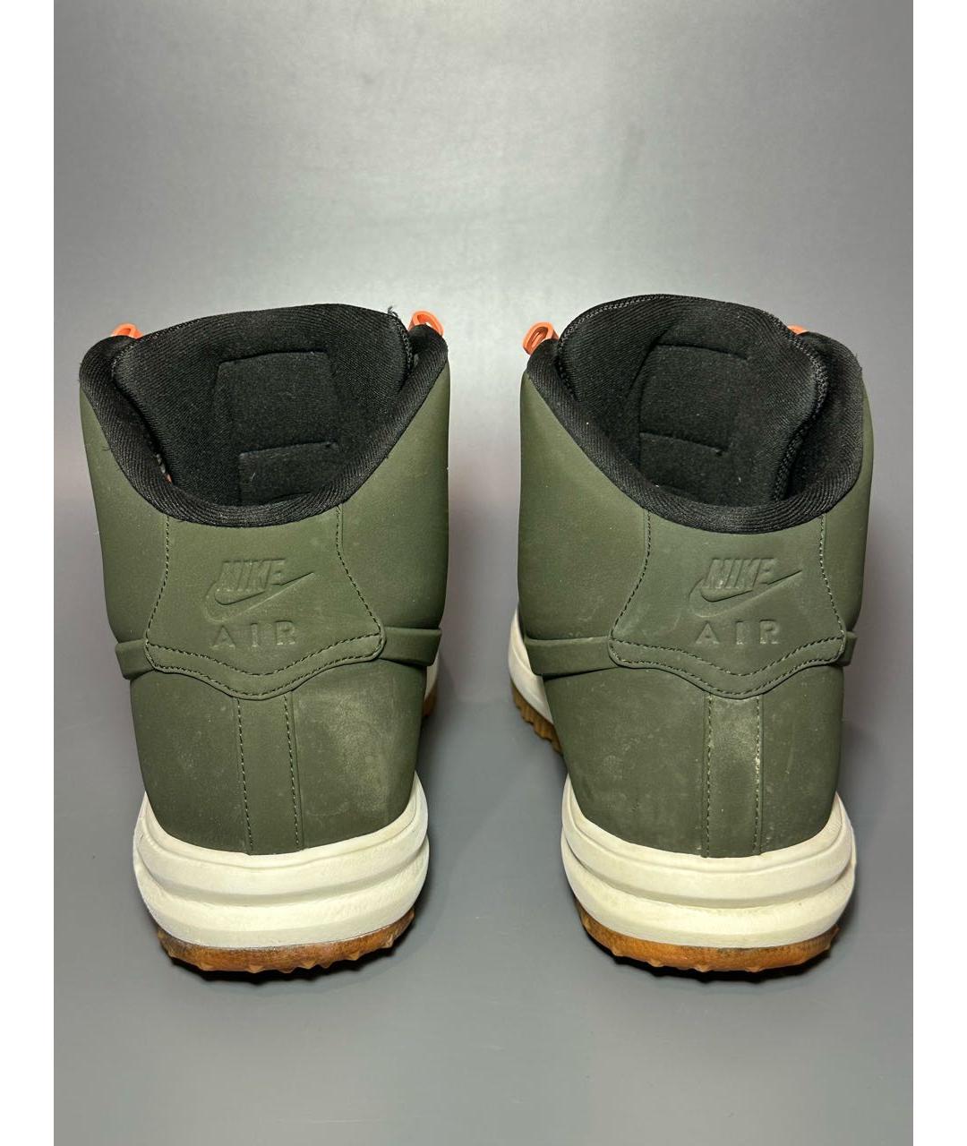NIKE Зеленые нубуковые высокие кроссовки / кеды, фото 4