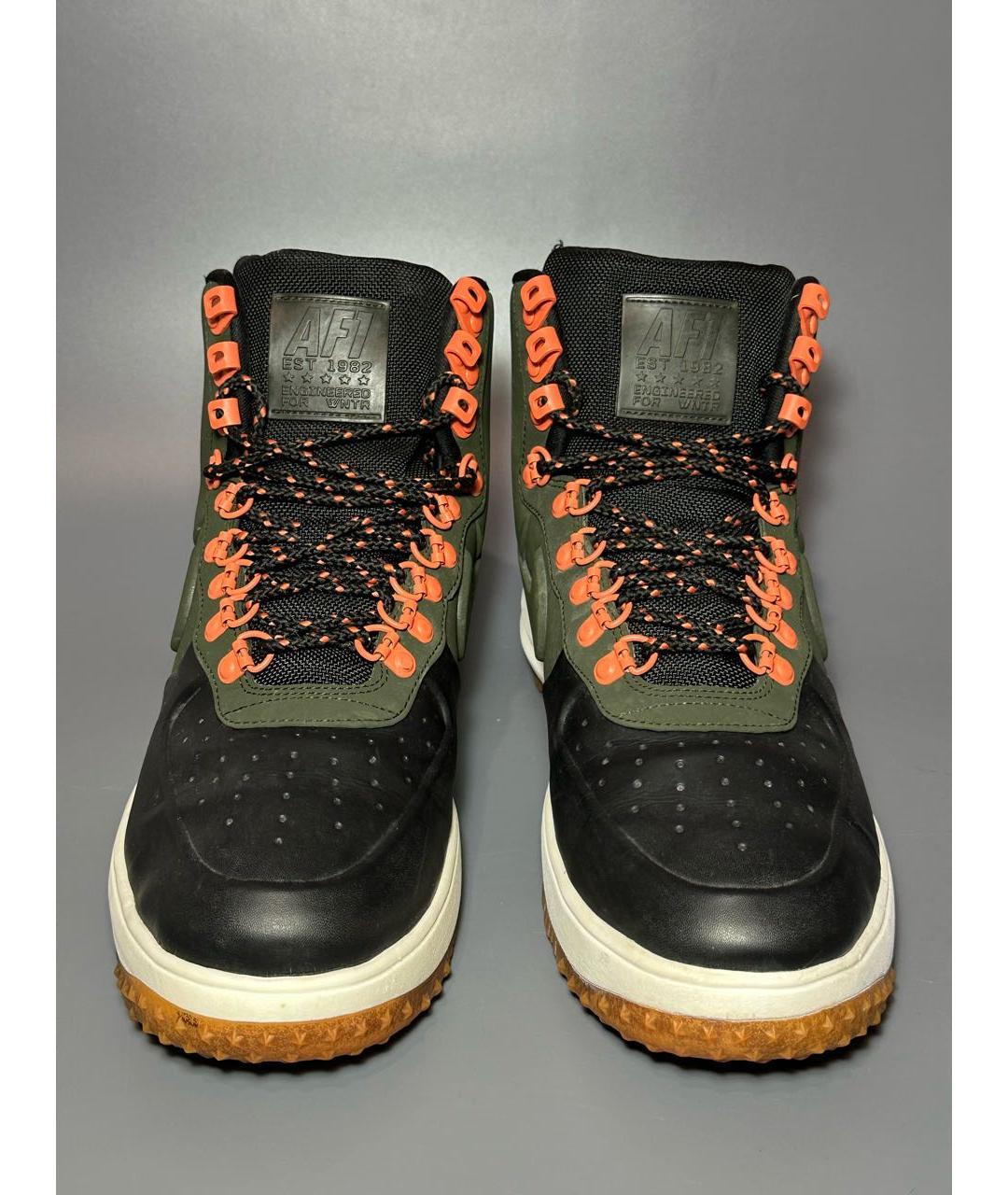 NIKE Зеленые нубуковые высокие кроссовки / кеды, фото 2