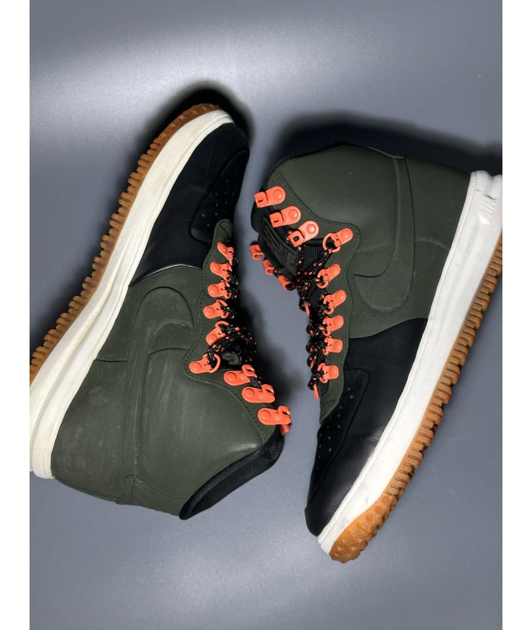 NIKE Зеленые нубуковые высокие кроссовки / кеды, фото 8