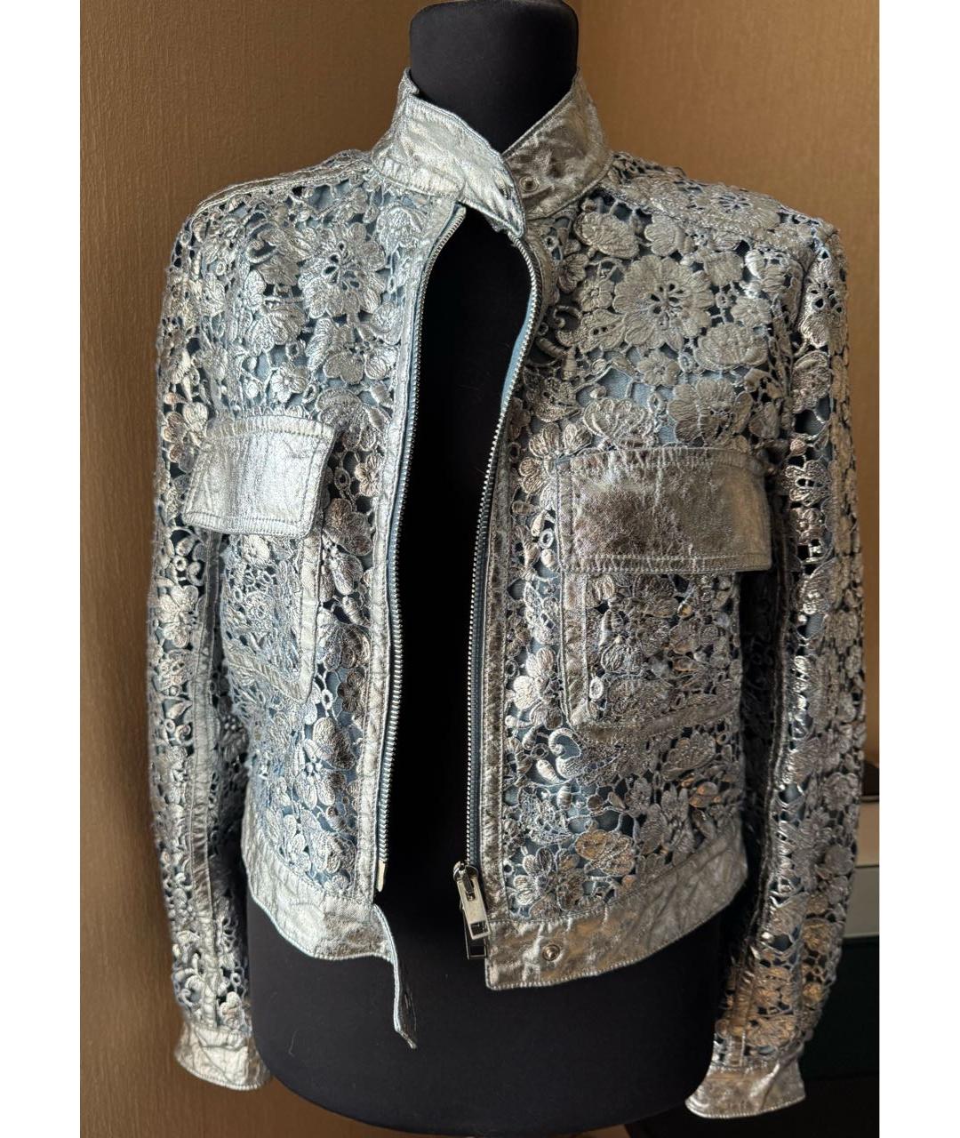 ERMANNO SCERVINO Серебряная хлопковая куртка, фото 8