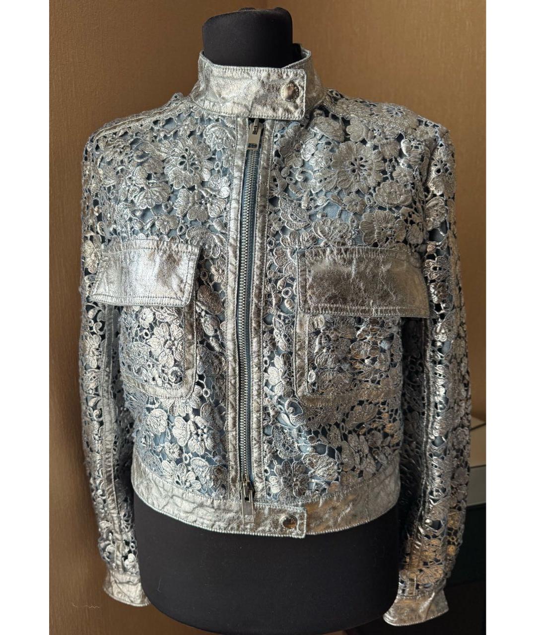 ERMANNO SCERVINO Серебряная хлопковая куртка, фото 9
