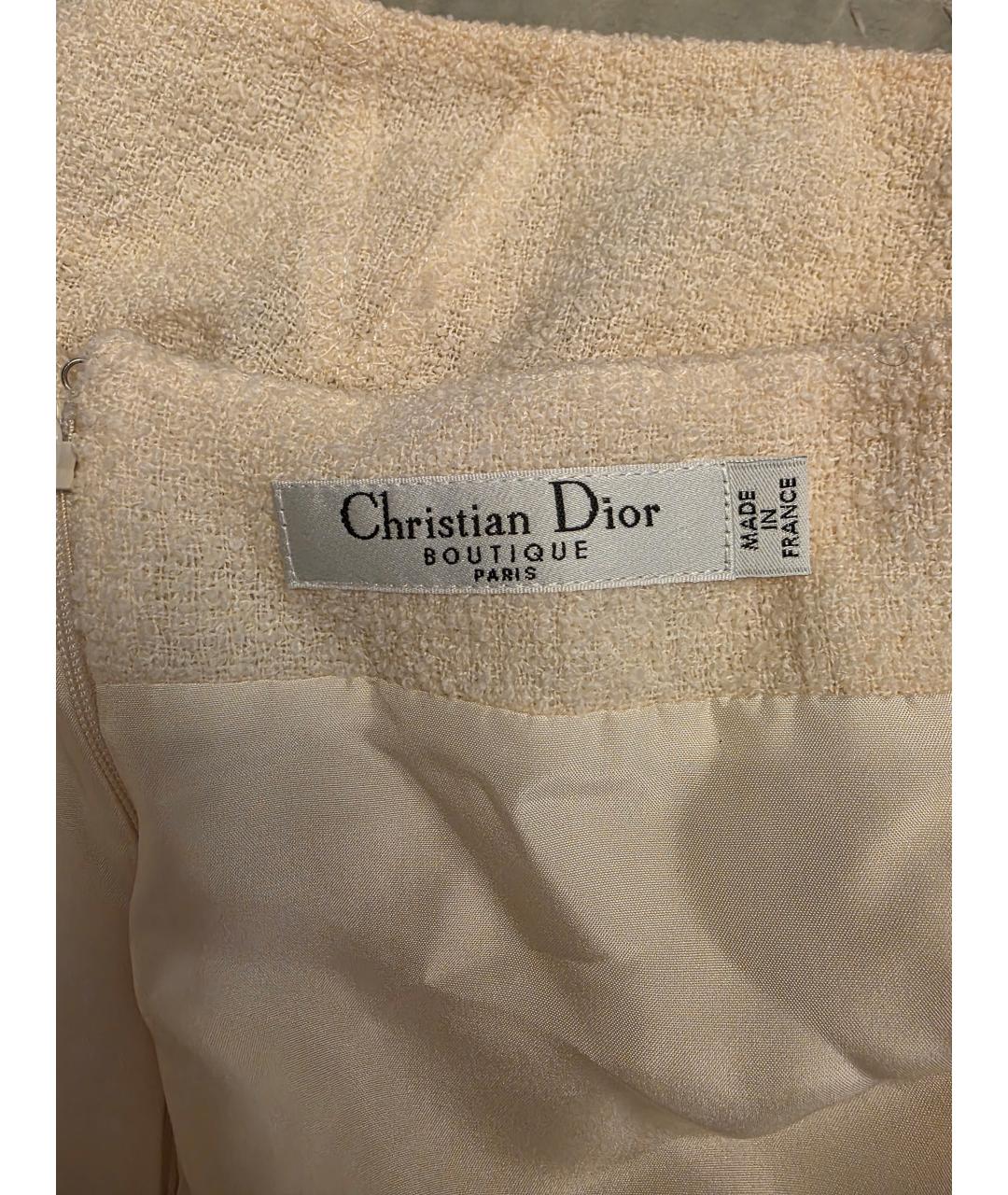 CHRISTIAN DIOR Бежевая шерстяная юбка миди, фото 3