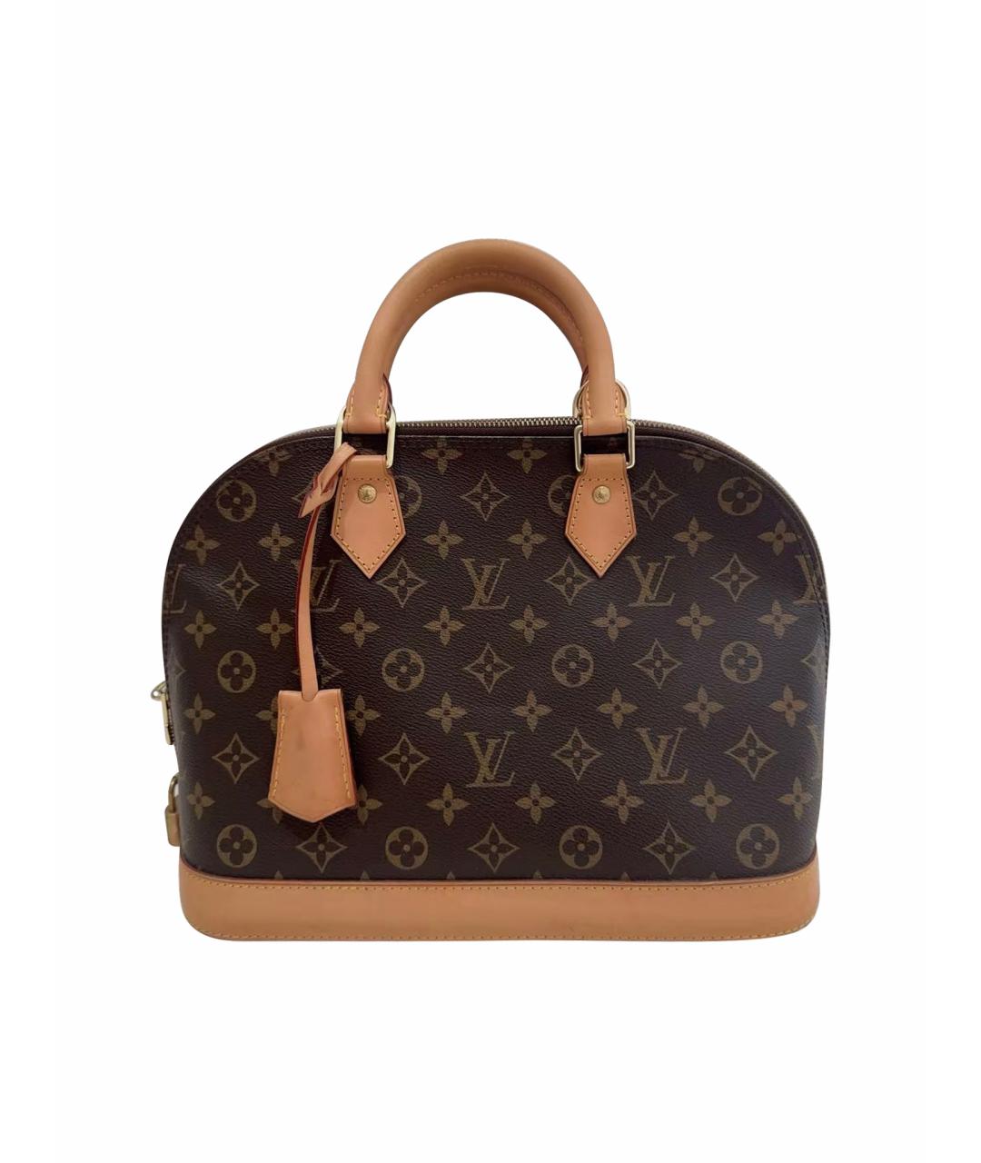 LOUIS VUITTON Коричневая кожаная сумка с короткими ручками, фото 1