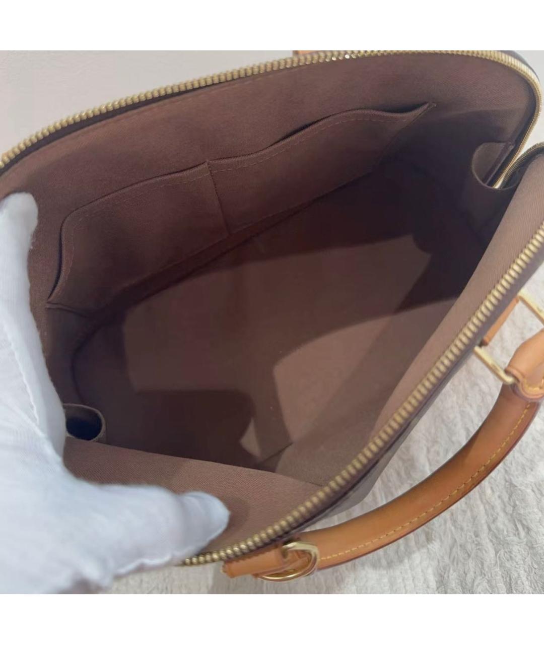 LOUIS VUITTON Коричневая кожаная сумка с короткими ручками, фото 8