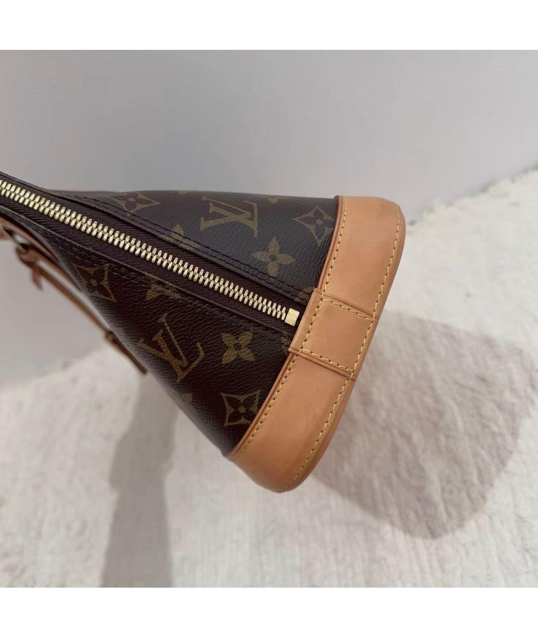 LOUIS VUITTON Коричневая кожаная сумка с короткими ручками, фото 2