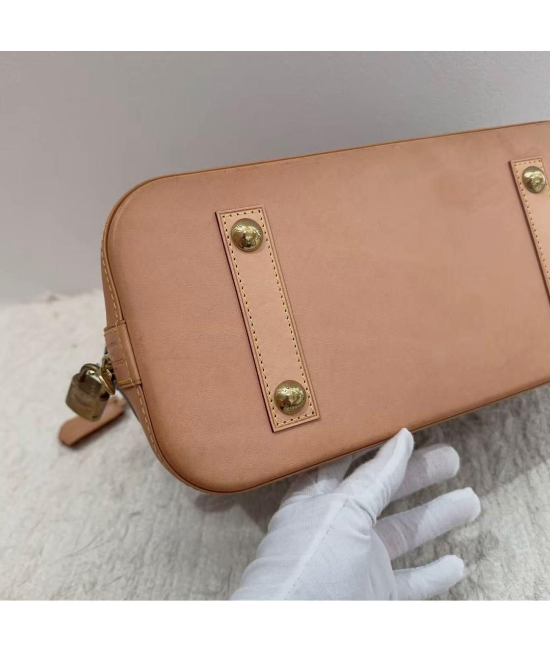 LOUIS VUITTON Коричневая кожаная сумка с короткими ручками, фото 7