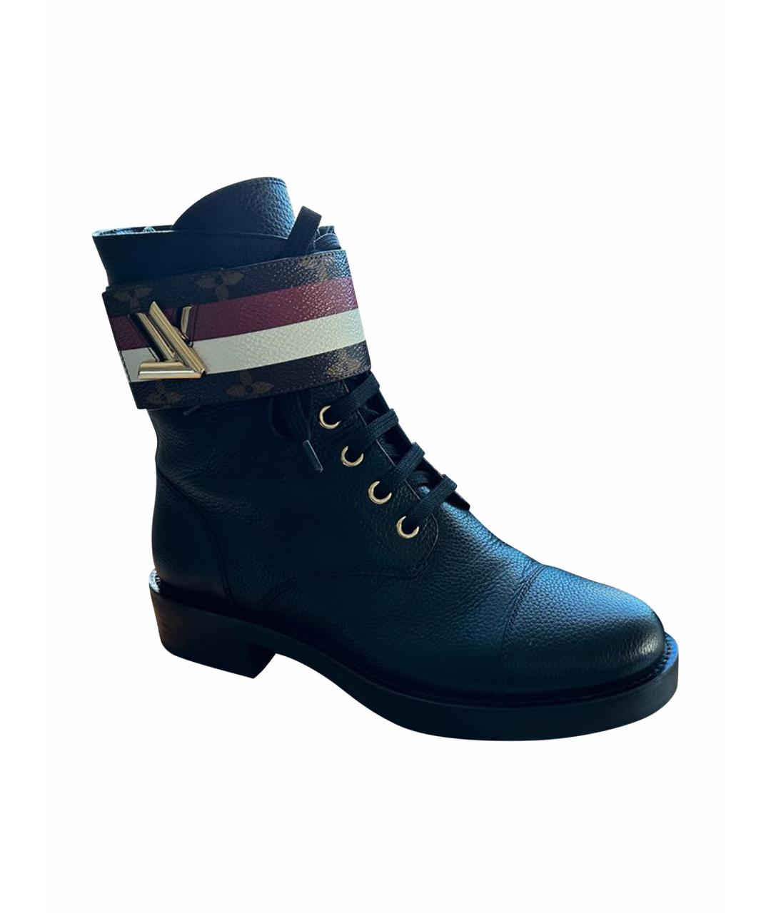 LOUIS VUITTON Черные кожаные ботинки, фото 1