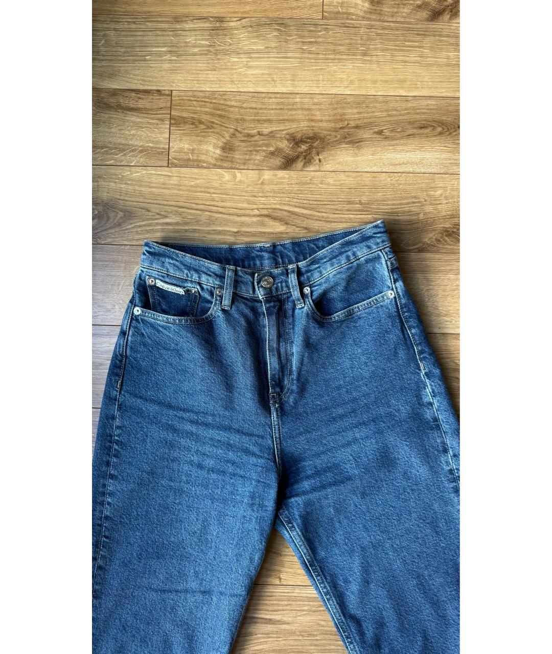CALVIN KLEIN Синие хлопковые прямые джинсы, фото 5