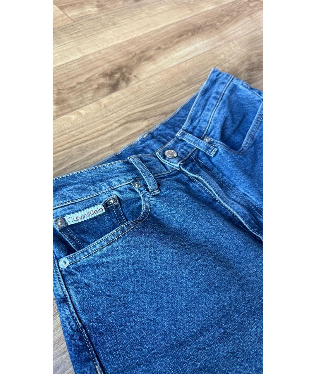 CALVIN KLEIN Синие хлопковые прямые джинсы, фото 4