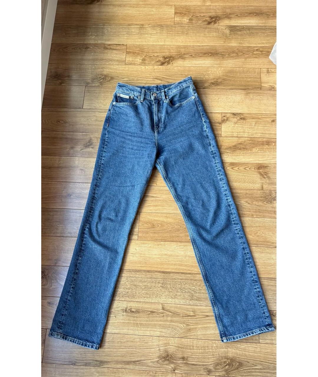 CALVIN KLEIN Синие хлопковые прямые джинсы, фото 8
