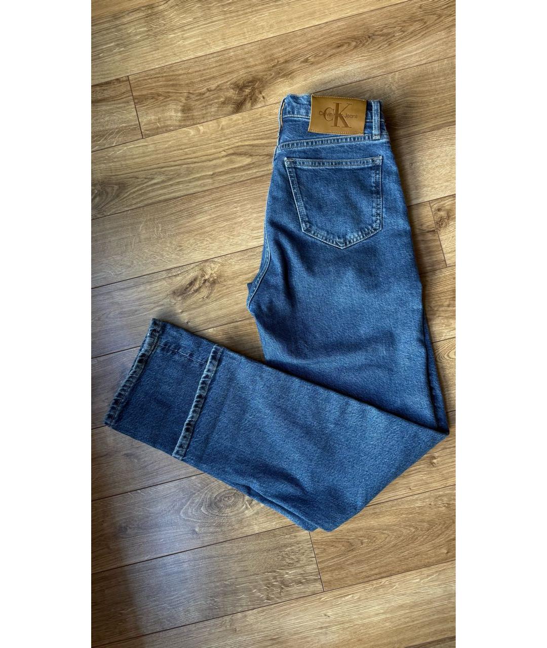 CALVIN KLEIN Синие хлопковые прямые джинсы, фото 3