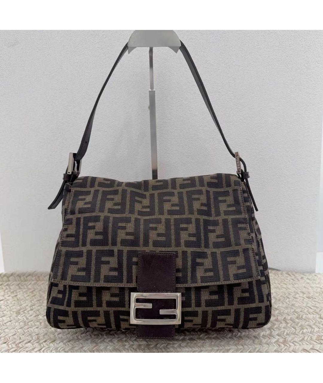 FENDI Коричневая кожаная сумка с короткими ручками, фото 9