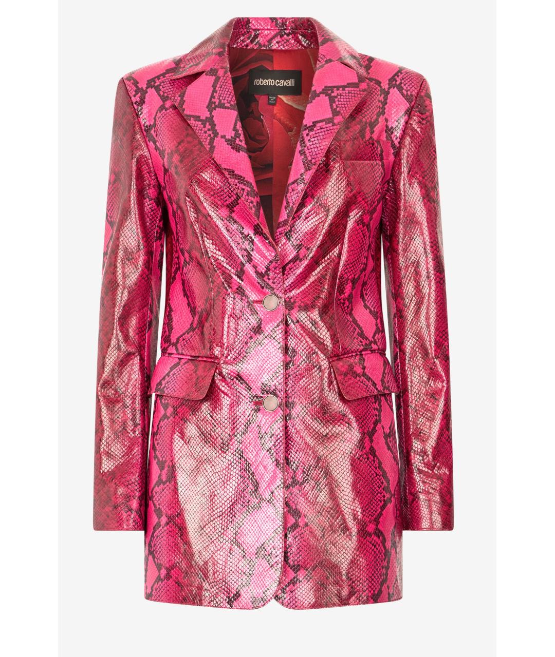 ROBERTO CAVALLI Розовый кожаный жакет/пиджак, фото 6