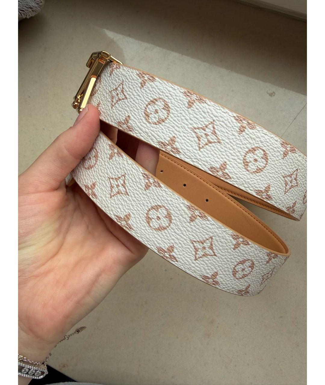 LOUIS VUITTON Бежевый кожаный ремень, фото 2