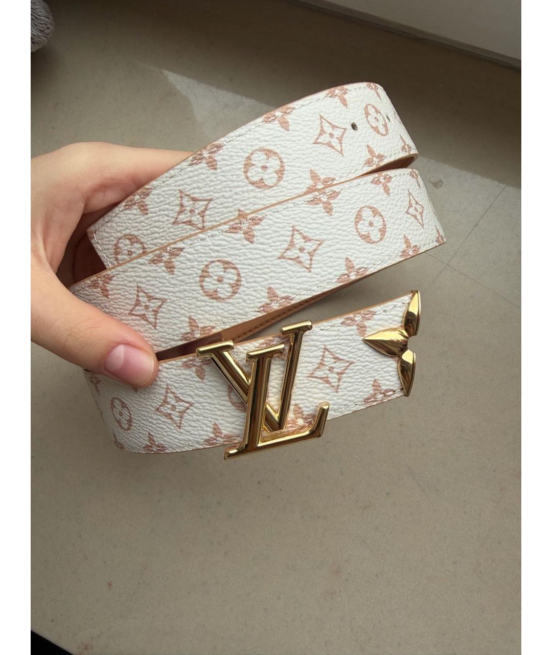LOUIS VUITTON Бежевый кожаный ремень, фото 7