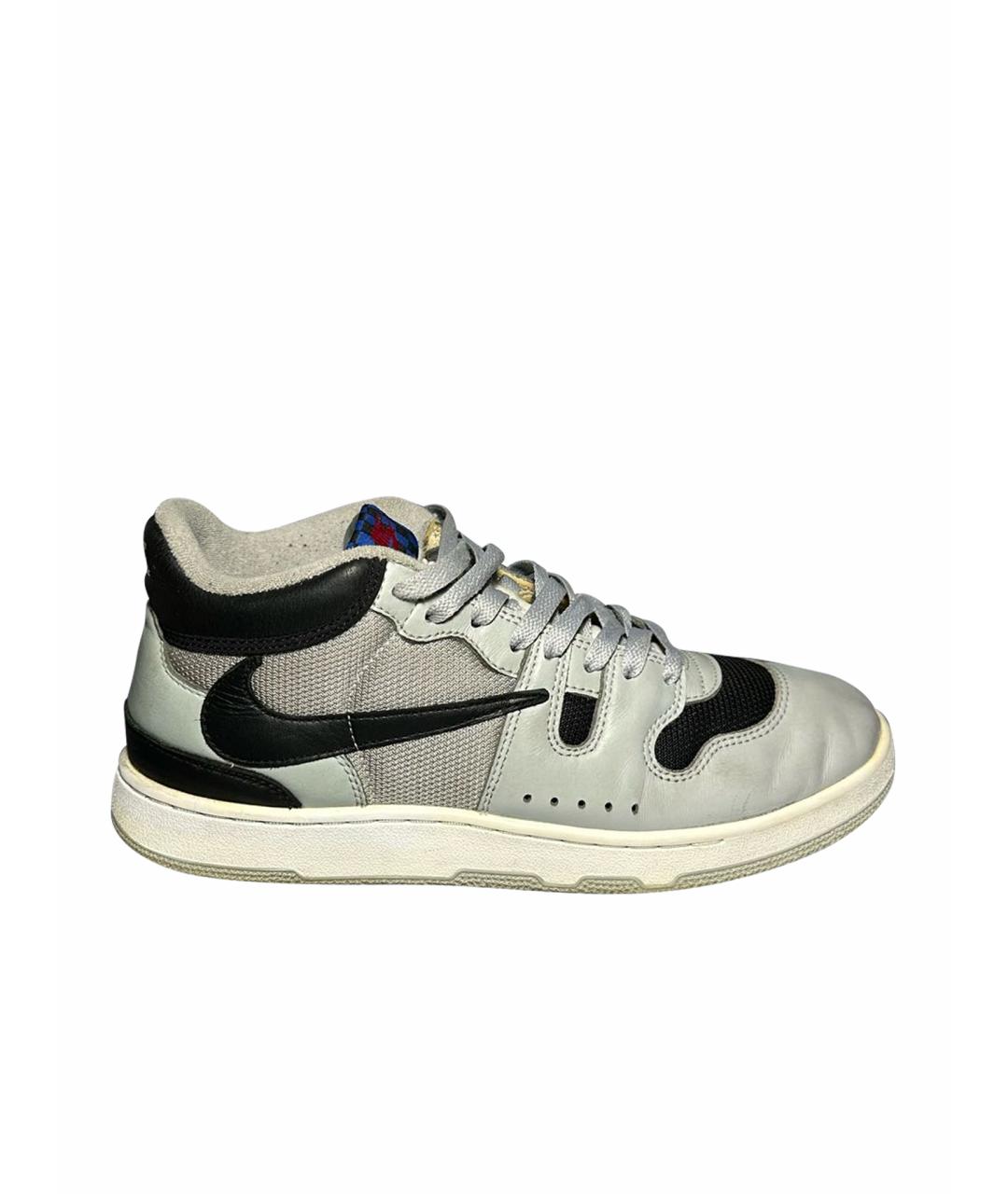 NIKE Серые кожаные высокие кроссовки / кеды, фото 1