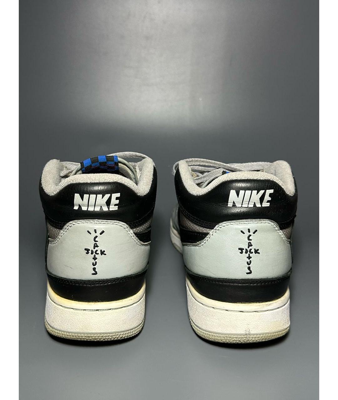 NIKE Серые кожаные высокие кроссовки / кеды, фото 4