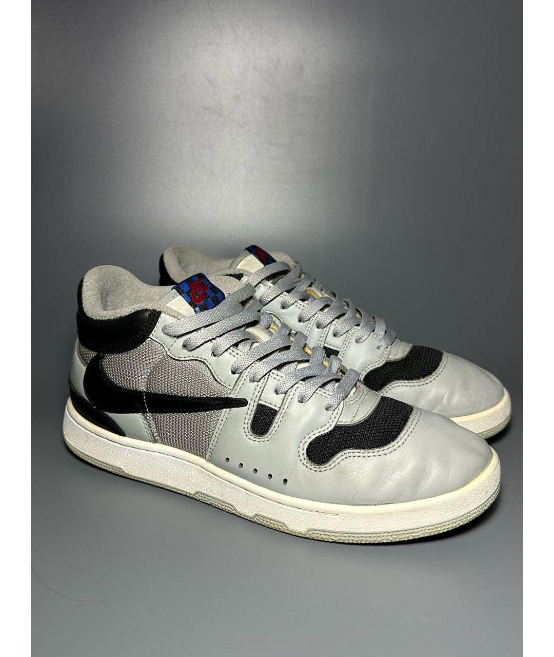NIKE Серые кожаные высокие кроссовки / кеды, фото 5