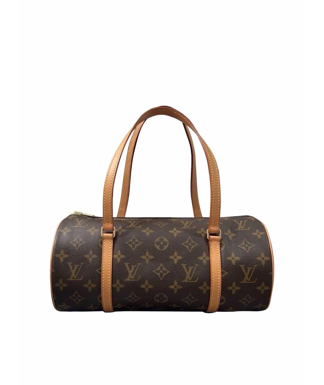 LOUIS VUITTON Коричневая кожаная сумка с короткими ручками, фото 1