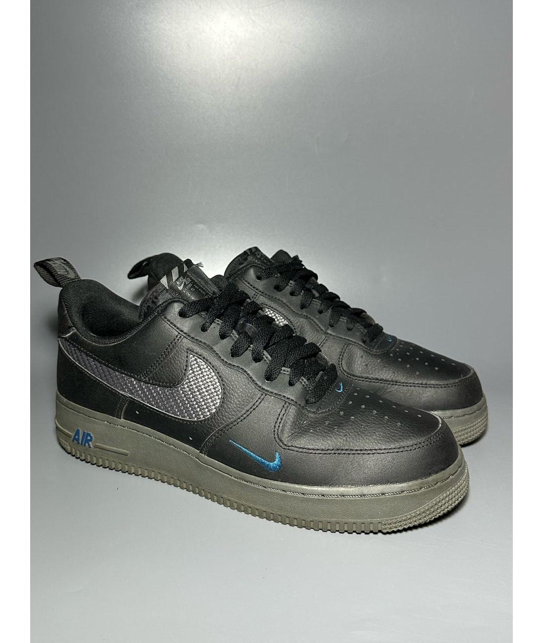 NIKE Черные кожаные низкие кроссовки / кеды, фото 5