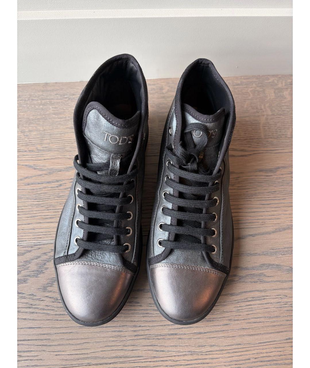 TOD'S Серые кожаные кеды, фото 2