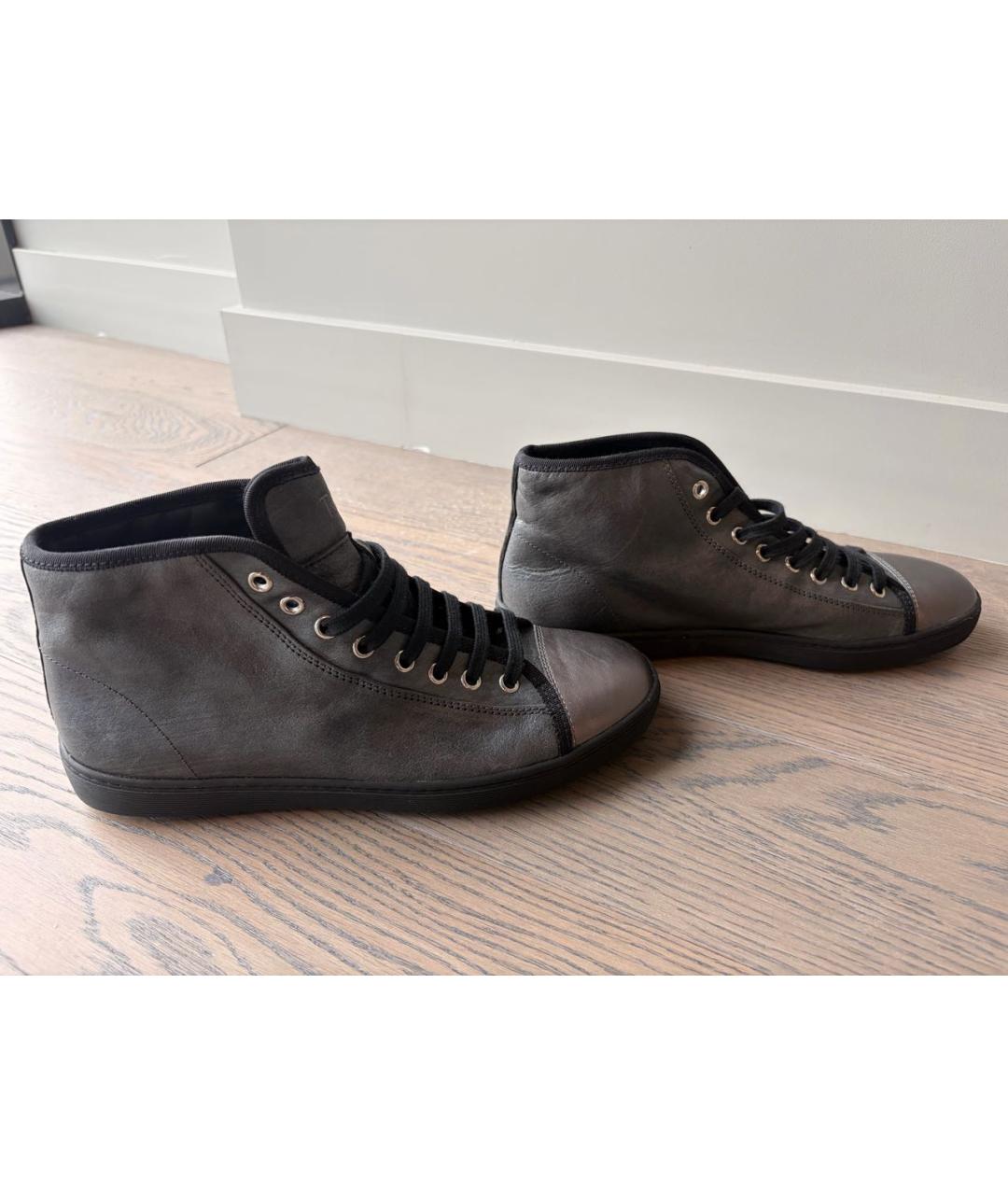 TOD'S Серые кожаные кеды, фото 5