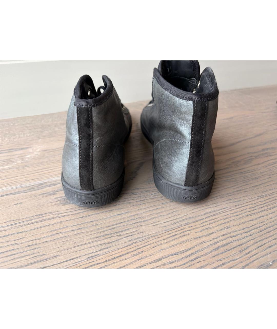 TOD'S Серые кожаные кеды, фото 4