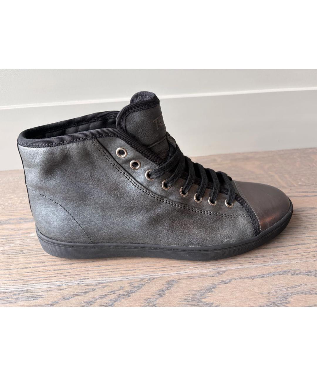 TOD'S Серые кожаные кеды, фото 6