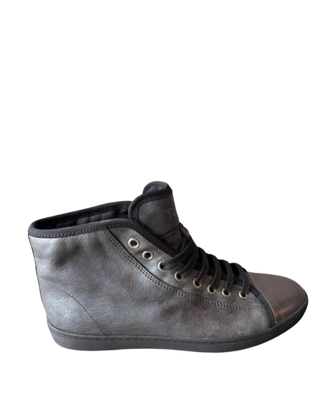 TOD'S Серые кожаные кеды, фото 1