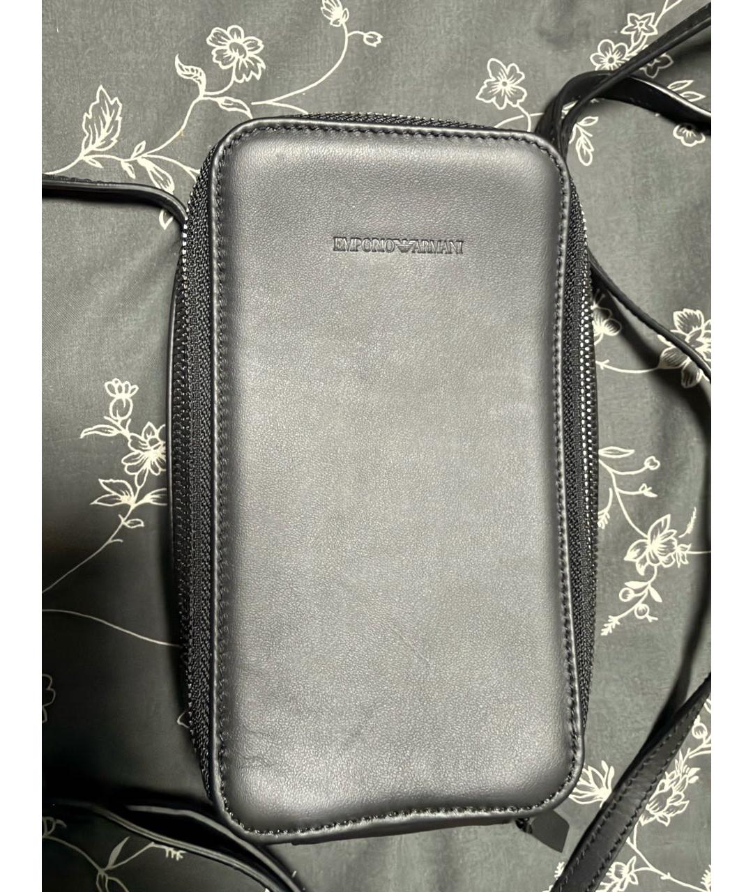 EMPORIO ARMANI Черная кожаная сумка на плечо, фото 6