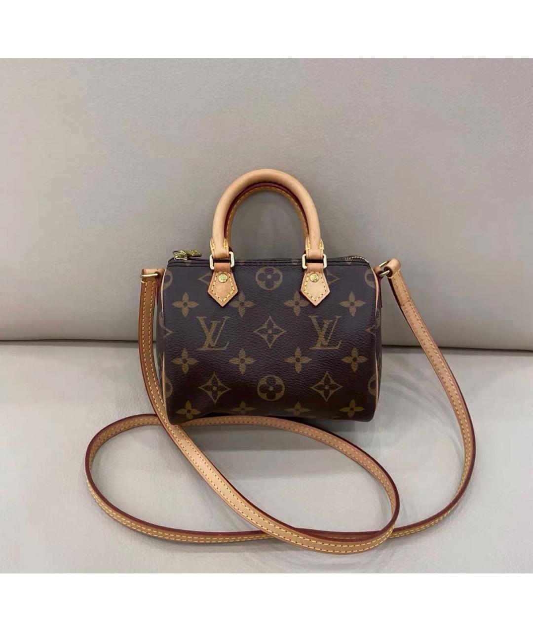 LOUIS VUITTON Коричневая кожаная сумка через плечо, фото 9