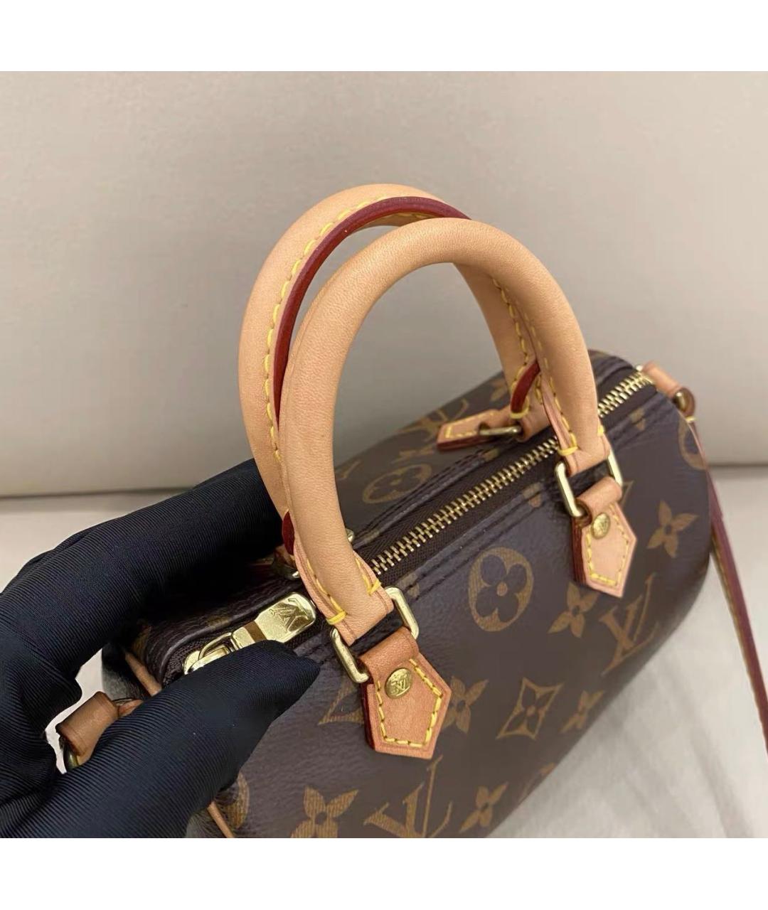 LOUIS VUITTON Коричневая кожаная сумка через плечо, фото 8