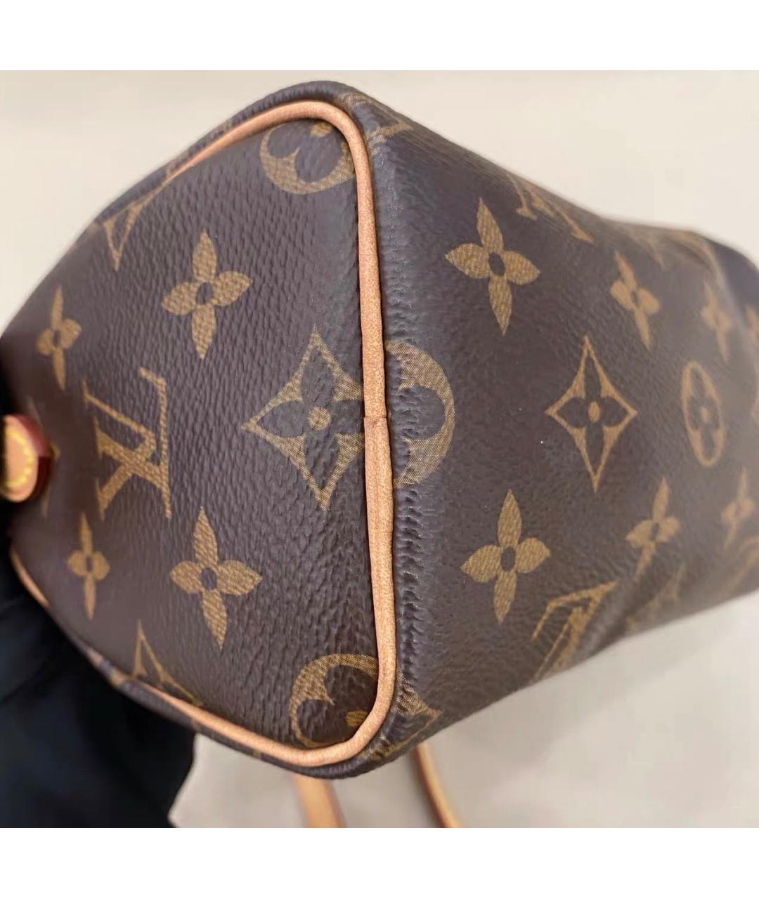LOUIS VUITTON Коричневая кожаная сумка через плечо, фото 7