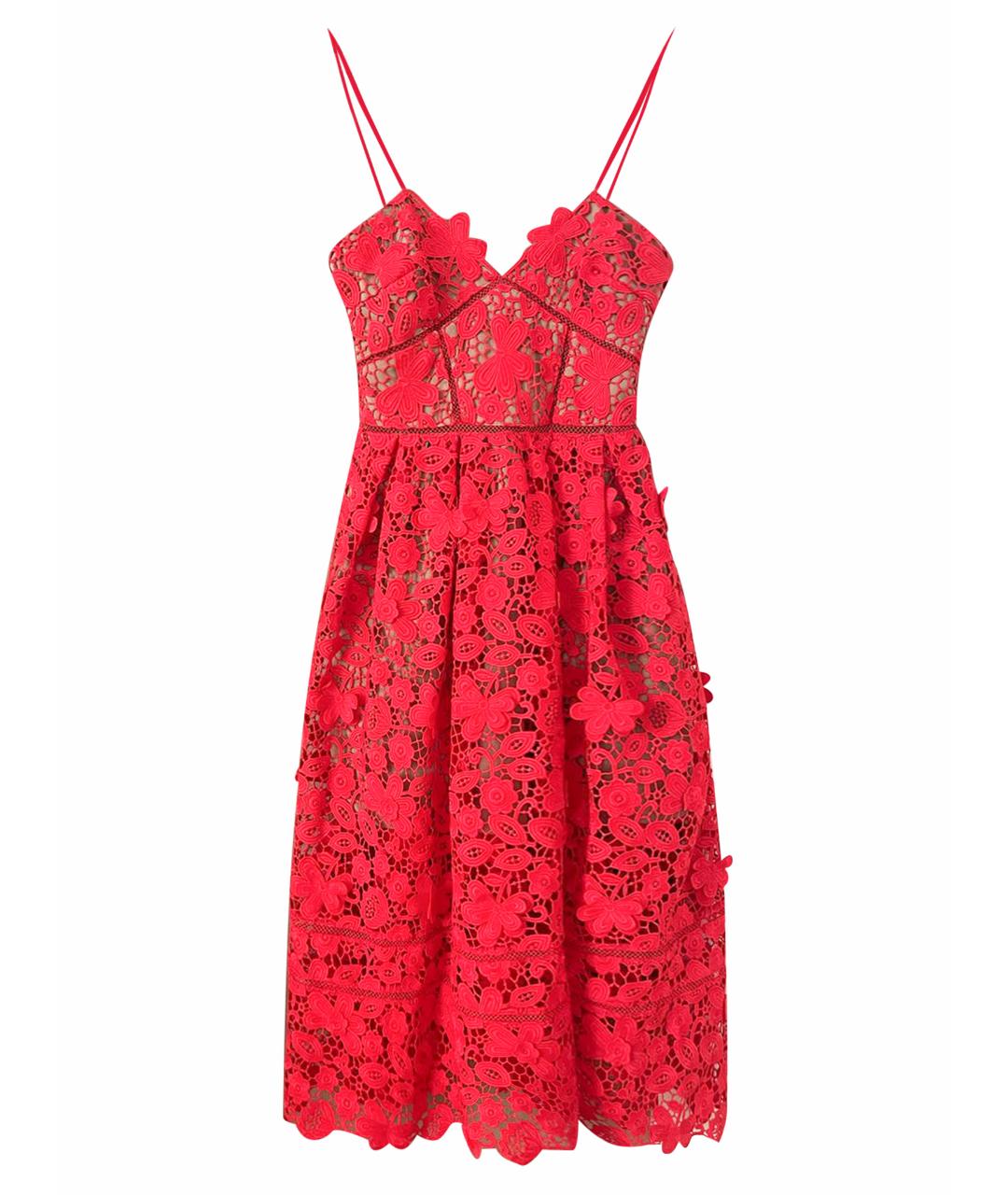 SELF-PORTRAIT Красное кружевное коктейльное платье, фото 1