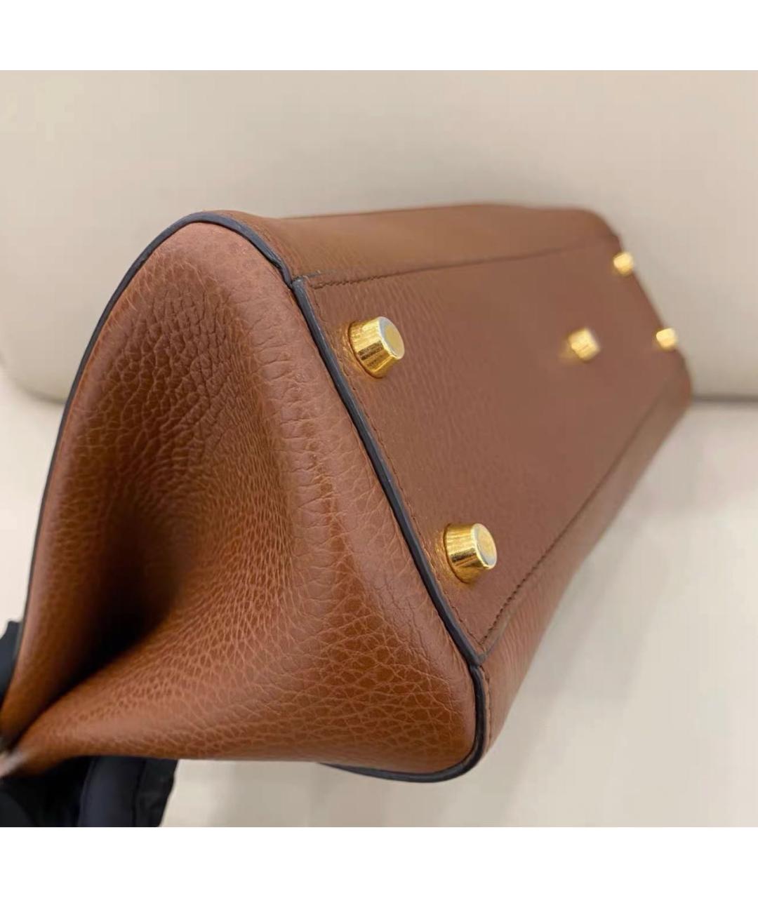 GUCCI Коричневая кожаная сумка с короткими ручками, фото 6