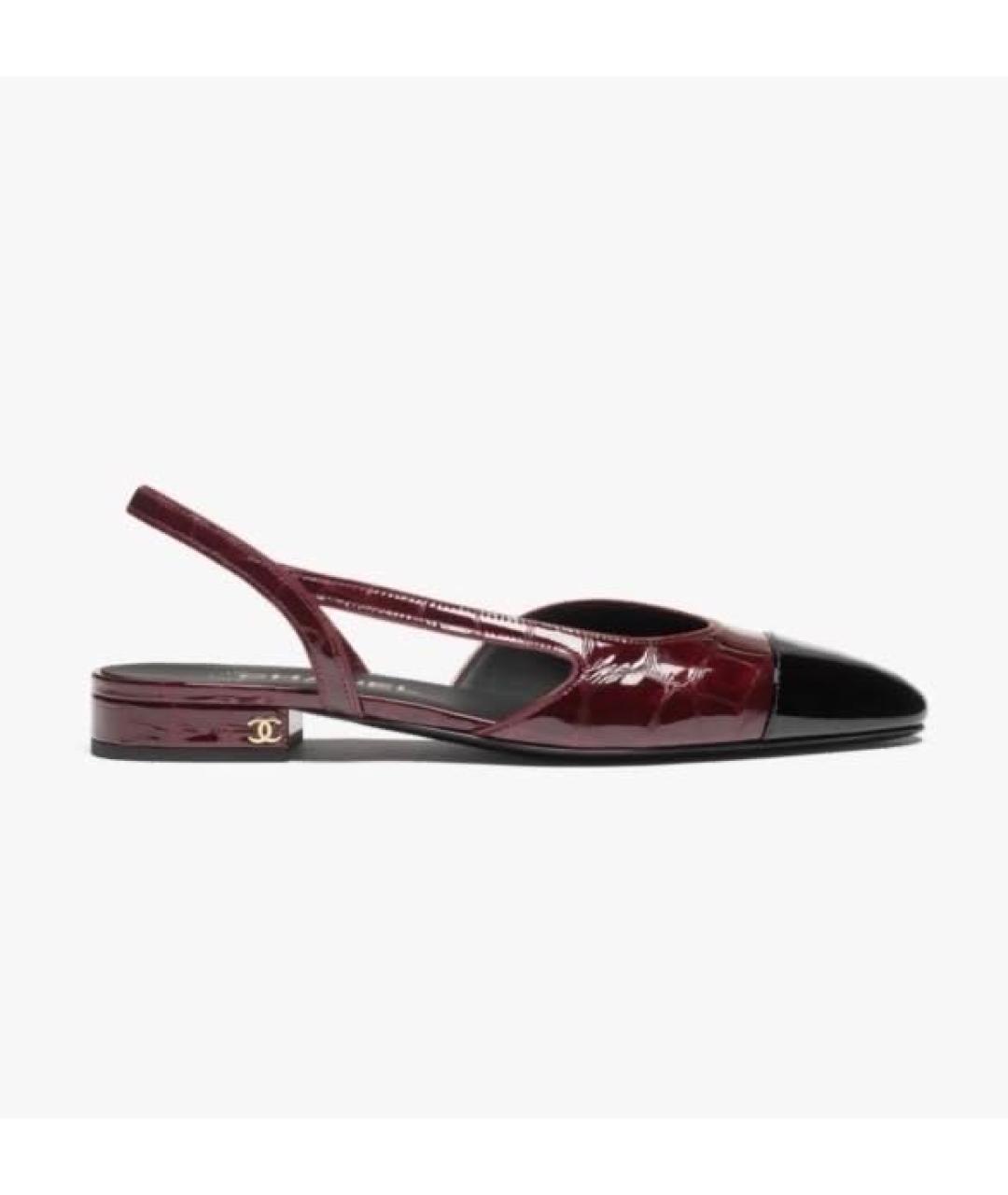 CHANEL Бордовые кожаные туфли, фото 4