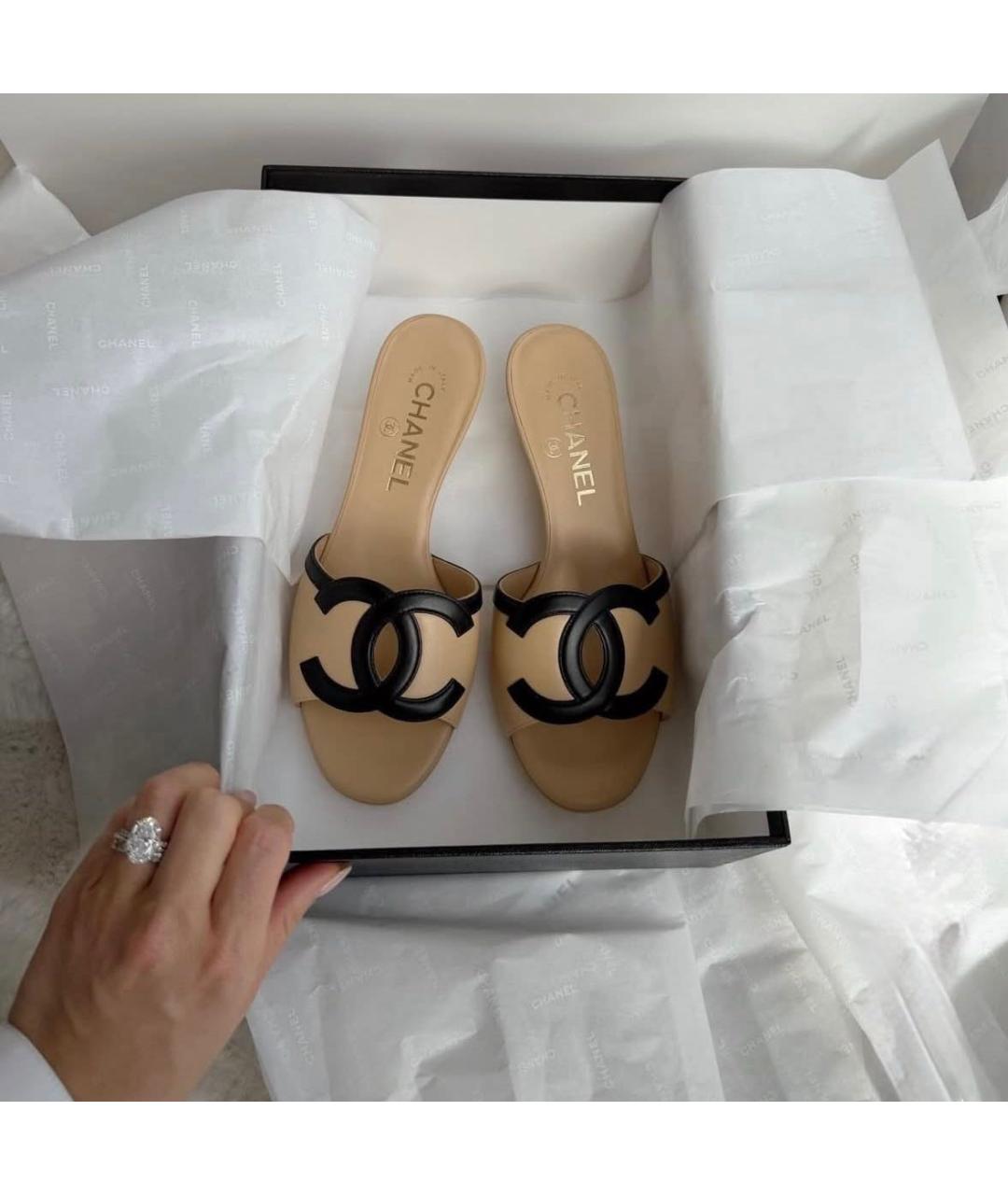 CHANEL Бежевые мюли, фото 2