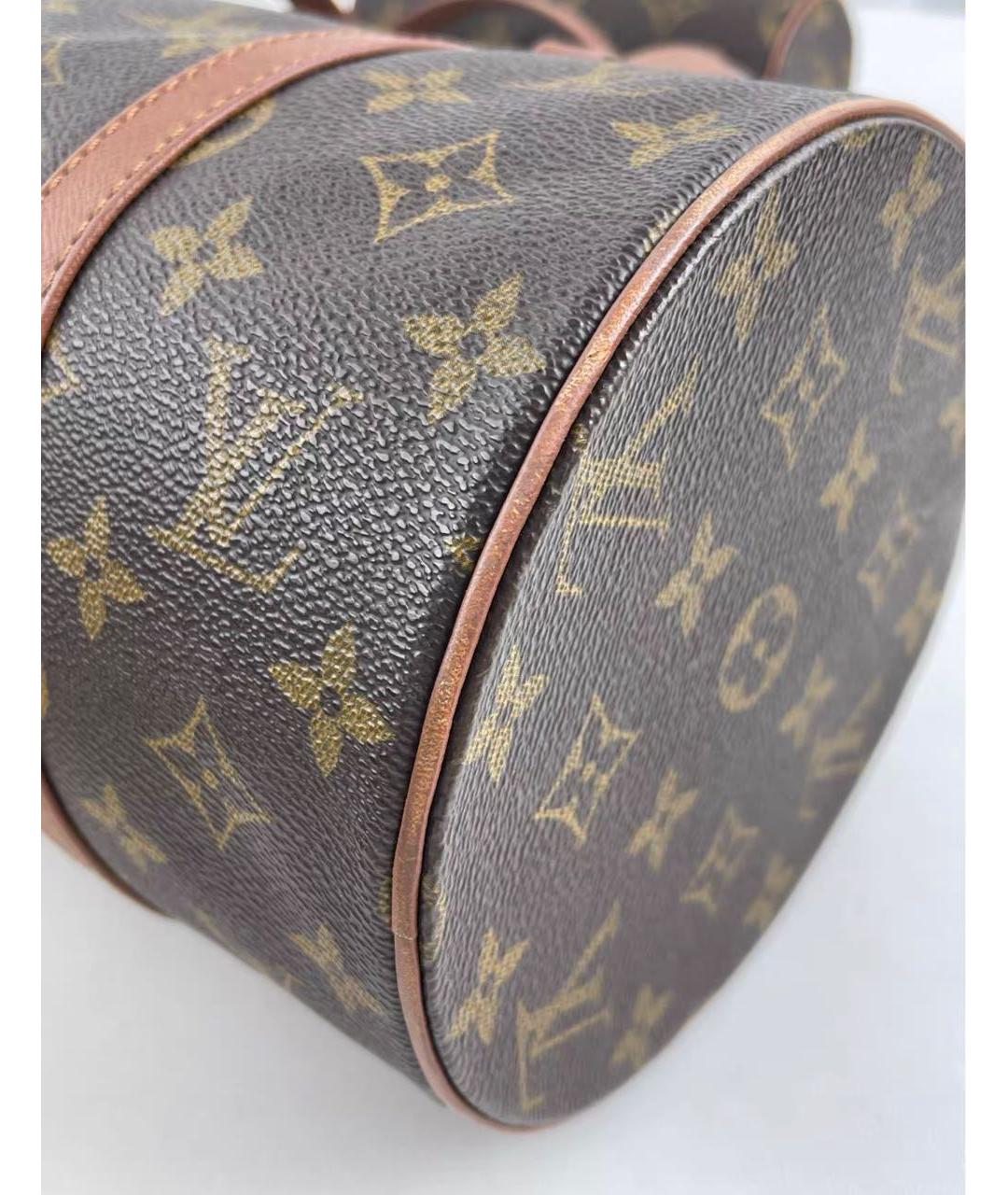 LOUIS VUITTON Коричневая кожаная сумка с короткими ручками, фото 7
