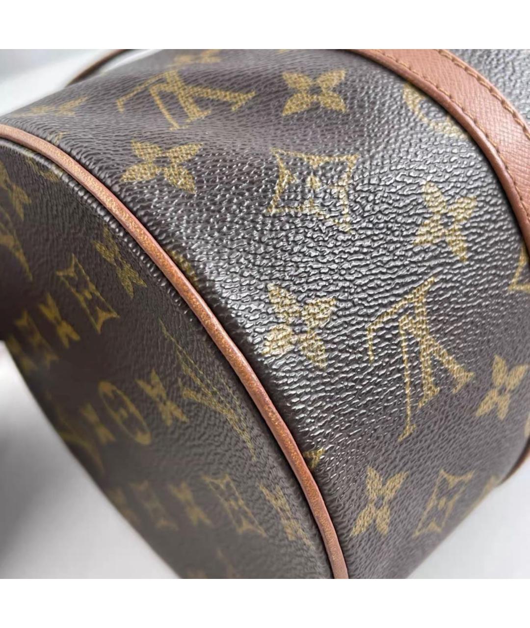 LOUIS VUITTON Коричневая кожаная сумка с короткими ручками, фото 4