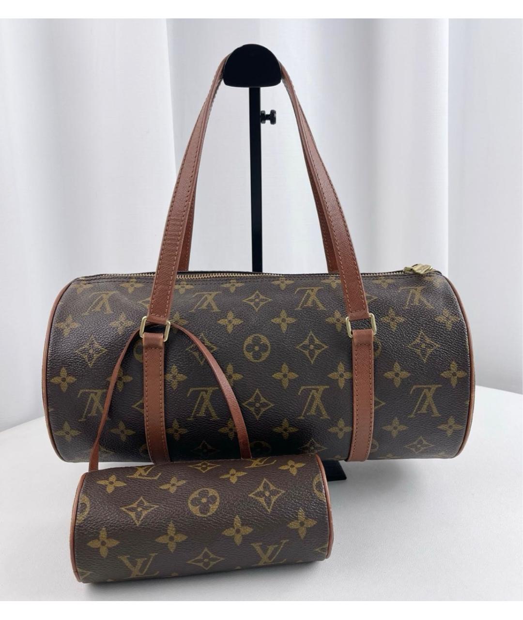 LOUIS VUITTON Коричневая кожаная сумка с короткими ручками, фото 9